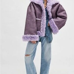 Free People Purple Kiki Sherpa Jacket NWT